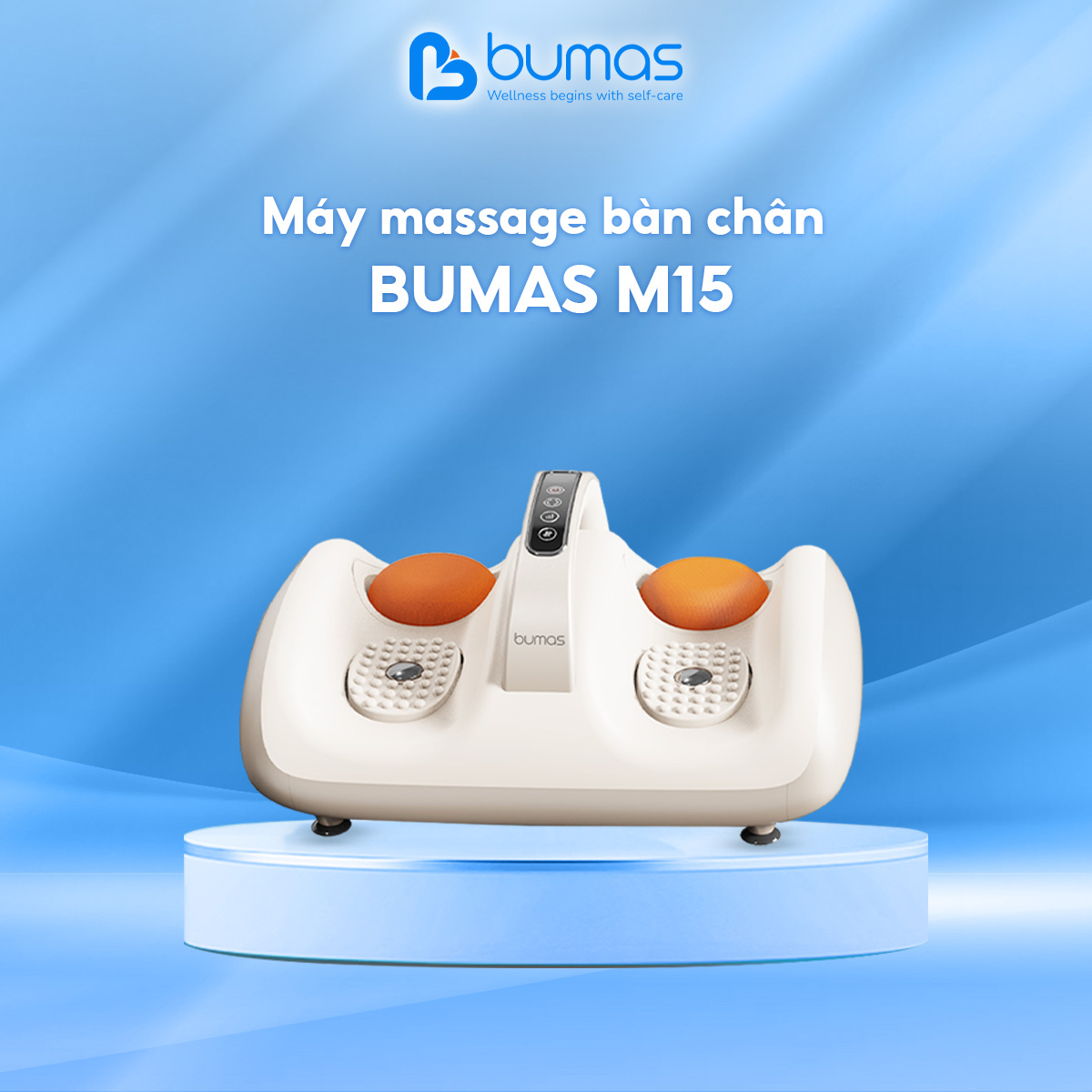 Máy Massage Bàn Chân BUMAS M15 - Massage Rung Bấm Huyệt, Chườm Ấm Ánh Sáng Đỏ