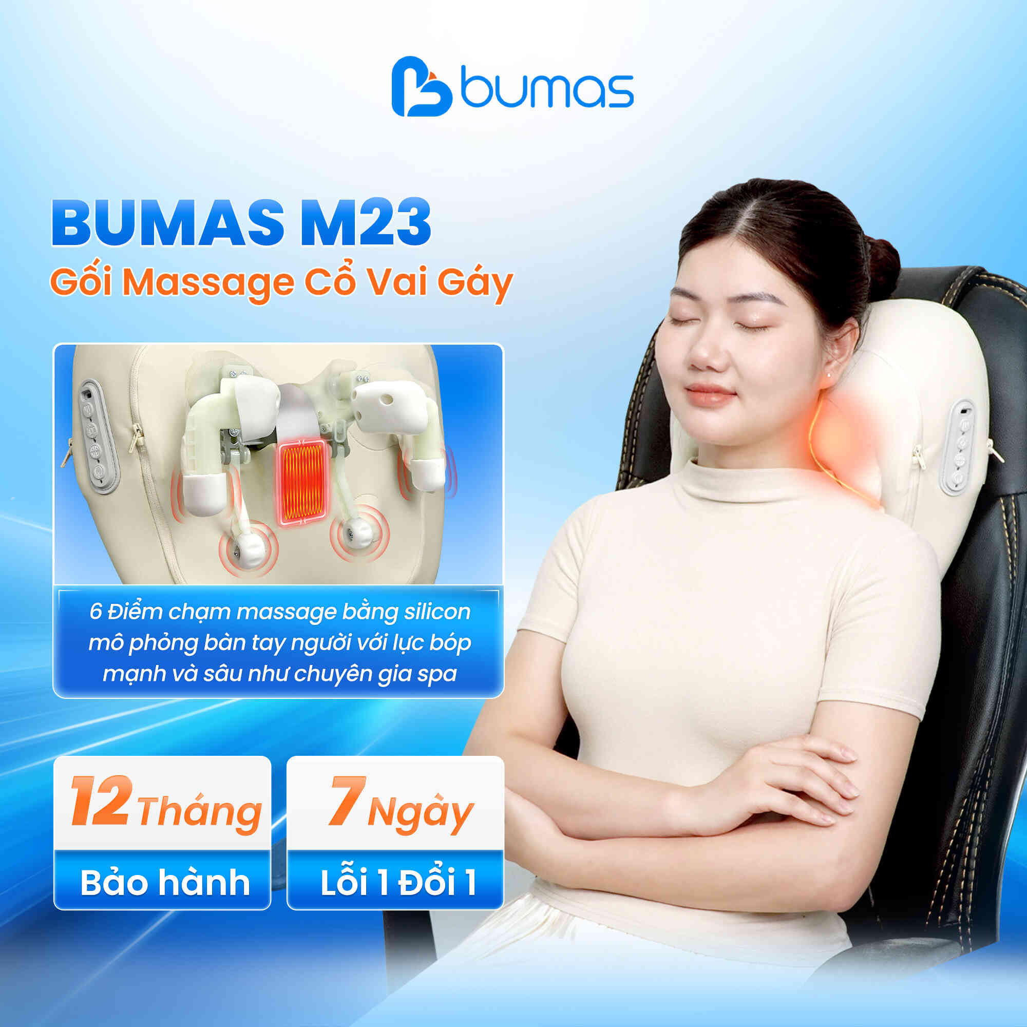 Gối massage cổ vai gáy BUMAS M23